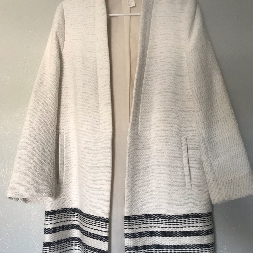 NWOT H&M Cream and Black Coat - Anthropologie Style - Picture 2 of 6